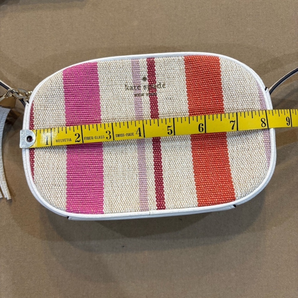 Kate Spade Kourtney Stripe Camera Bag Crossbody Canvas/Pebbled Leather Trim - Picture 9 of 13